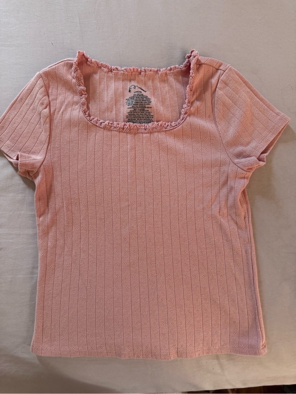art class Soft Pink Ribbed Square Neck Short Sleeve Top